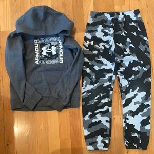 Boys Under Armour hoodie and pants set.